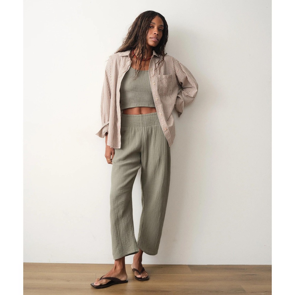 Marine Layer Georgia Double Cloth Barrel Pant Sage Small New With Tags